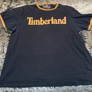 Timberland men's short-sleeve t-shirt in black with a gold logo print Size XXL